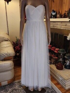 Jenny Yoo Size 0 Strapless White Tulle Maxi Dress
